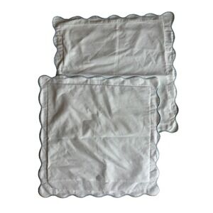 Matouk Diamond Pique Euro Sham Pair Set of 2 White Blue Scalloped 29x29